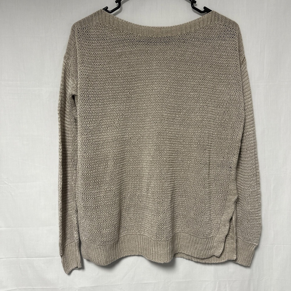 Polo Ralph Lauren 100% Linen Knit Long Sleeve Pullover Oversized Sweater S Beige